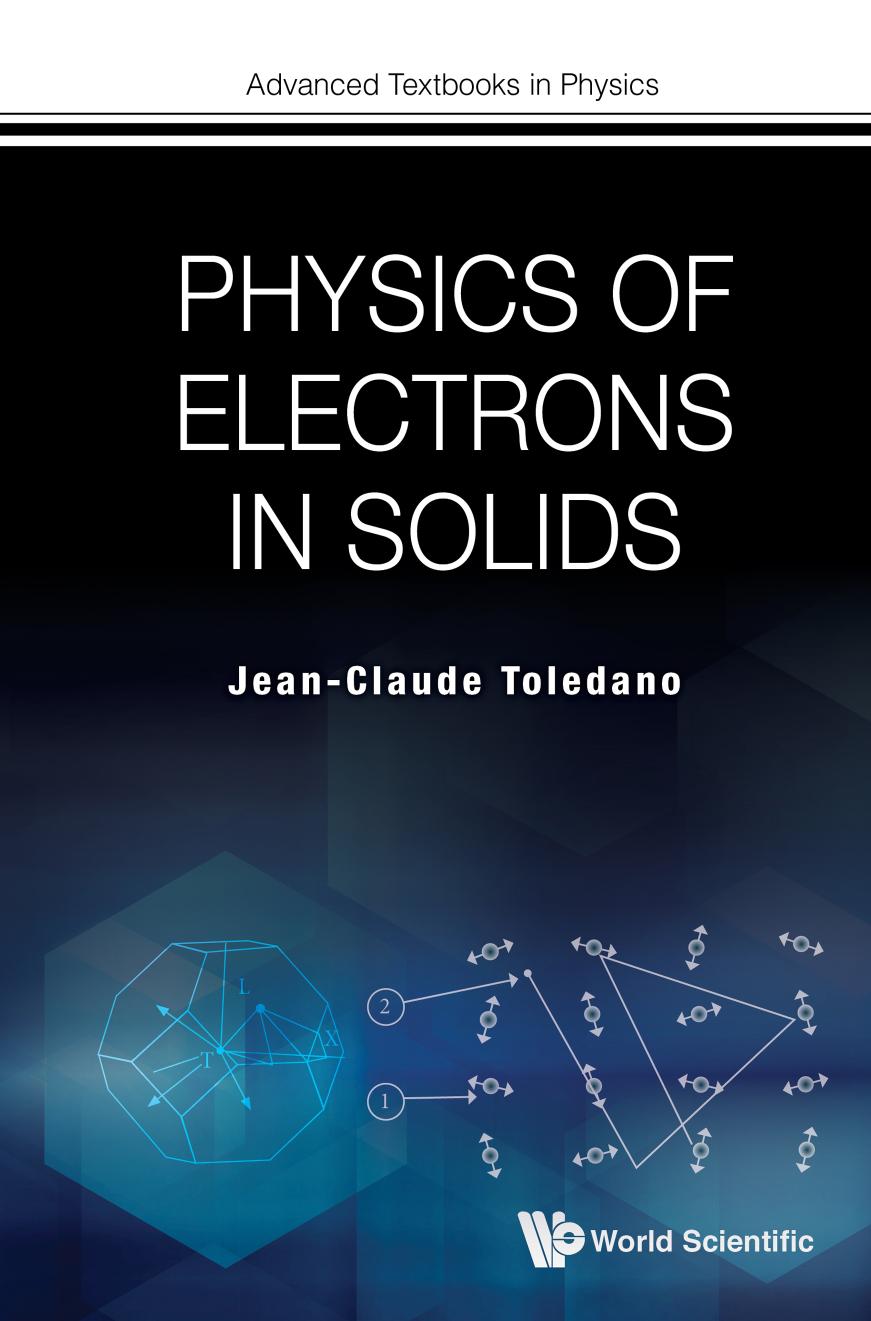 Physics Of Electrons In Solids 0 Advanced Textbooks In Physics Jeanclaude Toledano