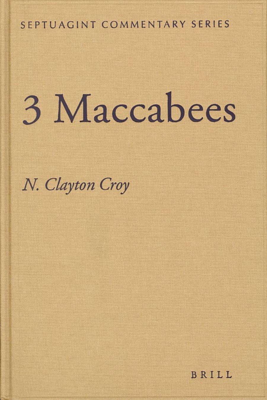 3 Maccabees Scs N Clayton Croy Croy N Clayton