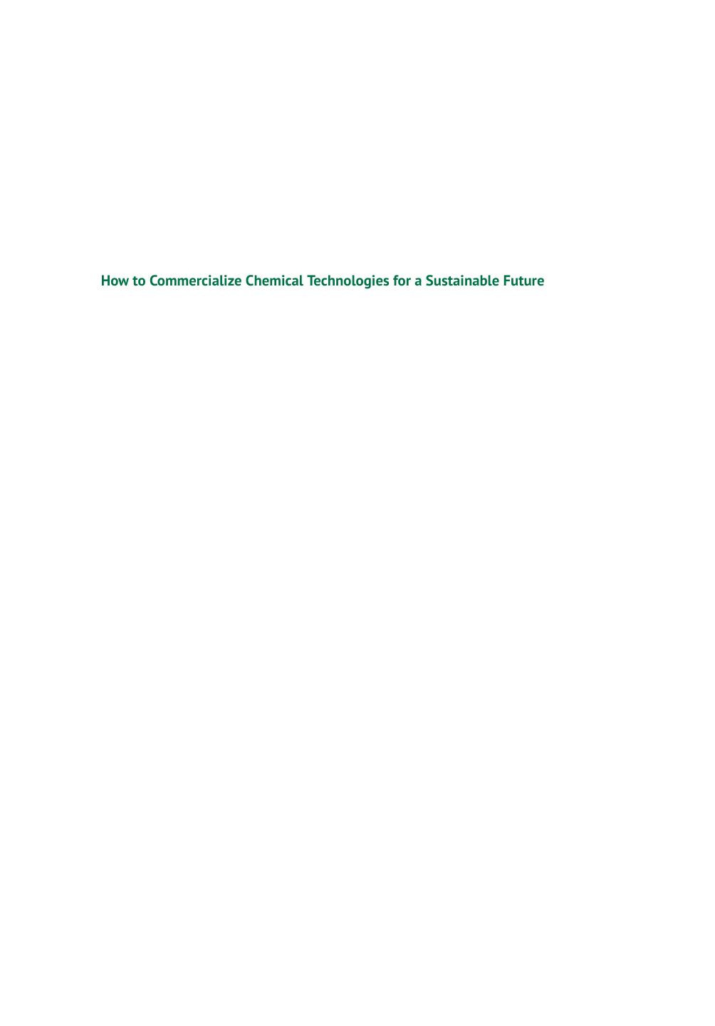 How To Commercialize Chemical Technologies For A Sustainable Future 1st Edition Timothy J Clark Editor