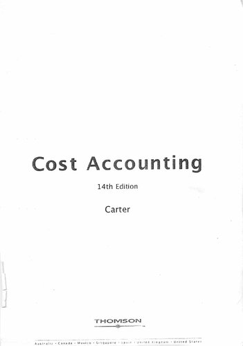 Cost Accounting 14th Edition William Carter