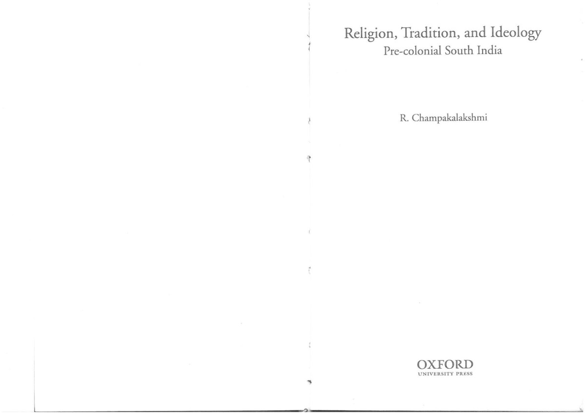 Religion Tradition And Ideology Precolonial South India R Champakalakshmi