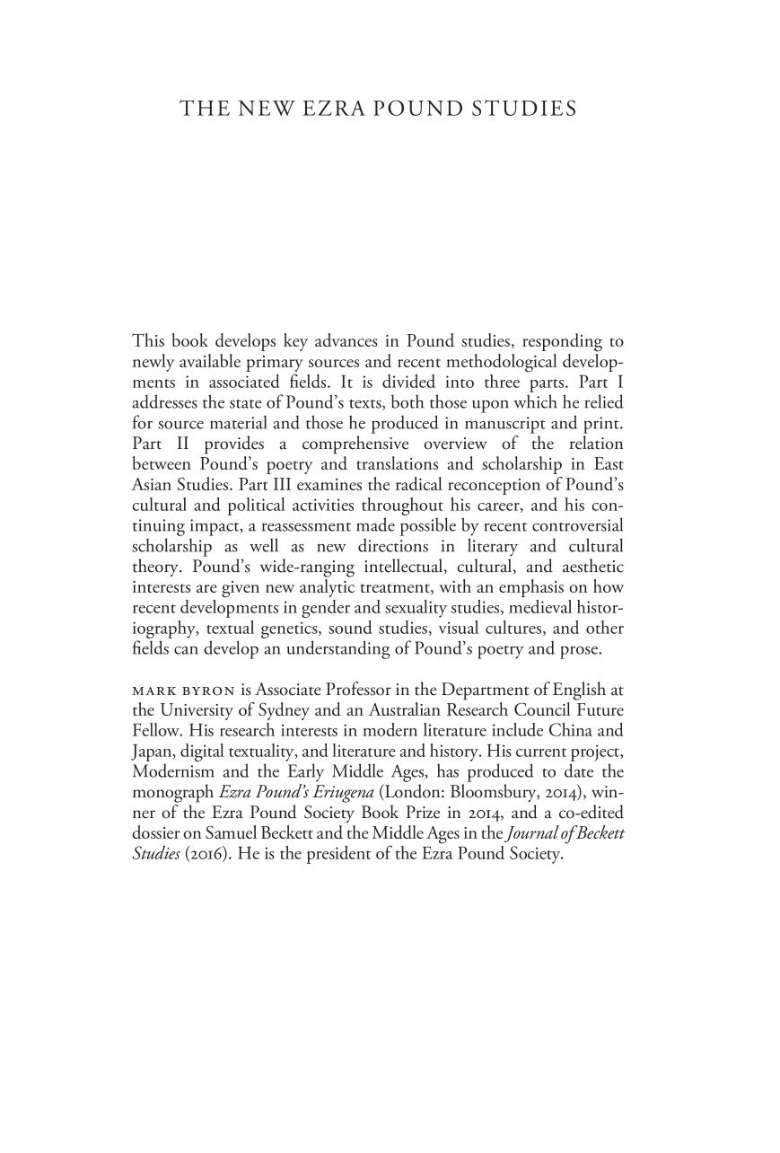 The New Ezra Pound Studies Mark Byron