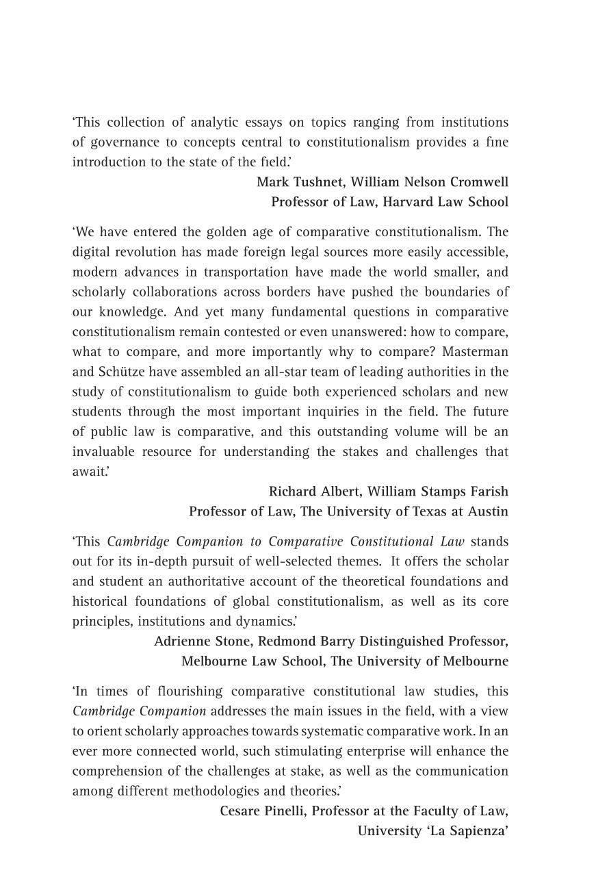 The Cambridge Companion To Comparative Constitutional Law Roger Masterman