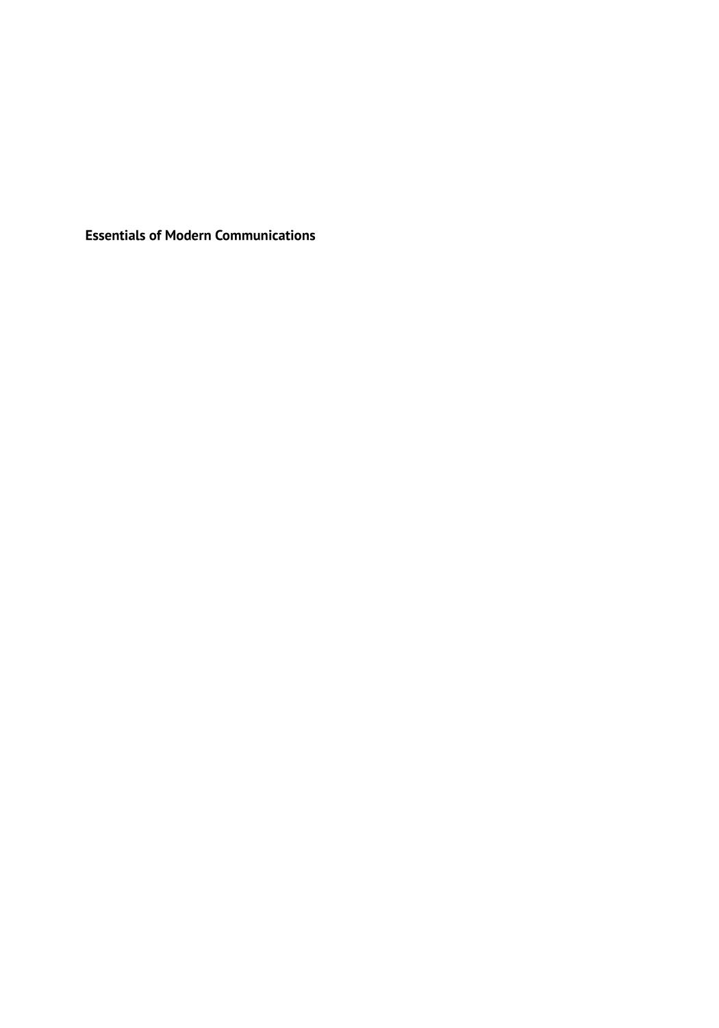 Essentials Of Modern Communications 1st Edition Djafar K Mynbaev