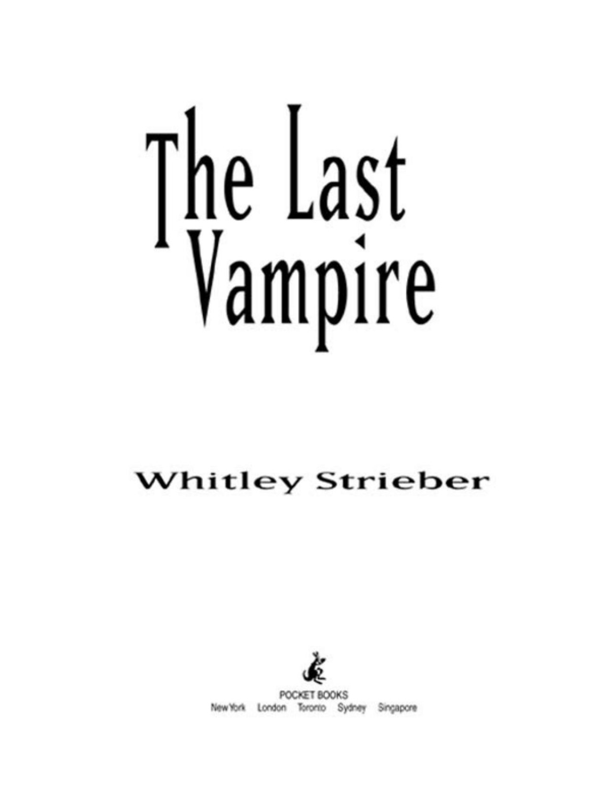 The Last Vampire Whitley Strieber