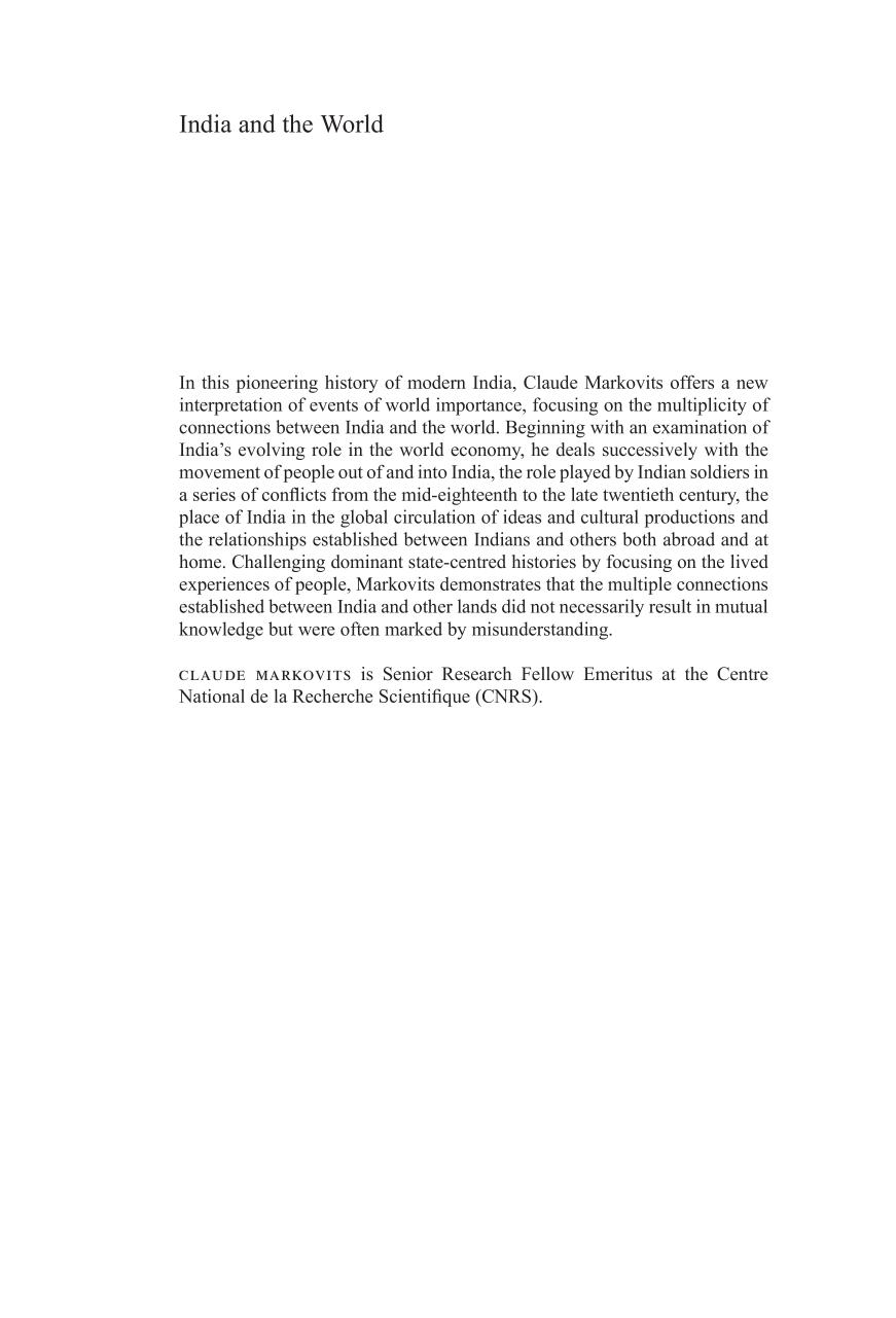 India And The World A History Of Connections C17502000 Claude Markovits