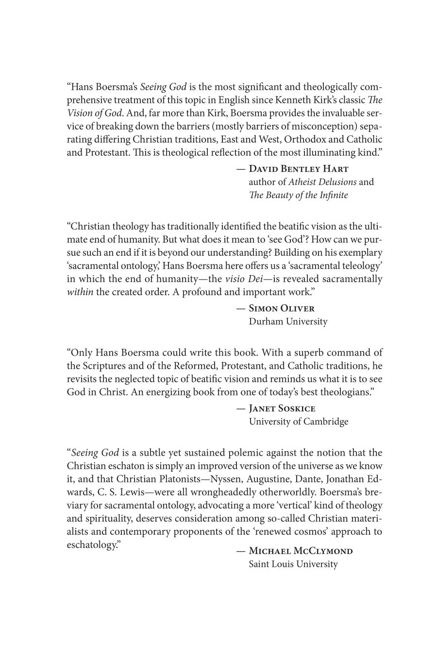 Seeing God The Beatific Vision In Christian Tradition Hans Boersma