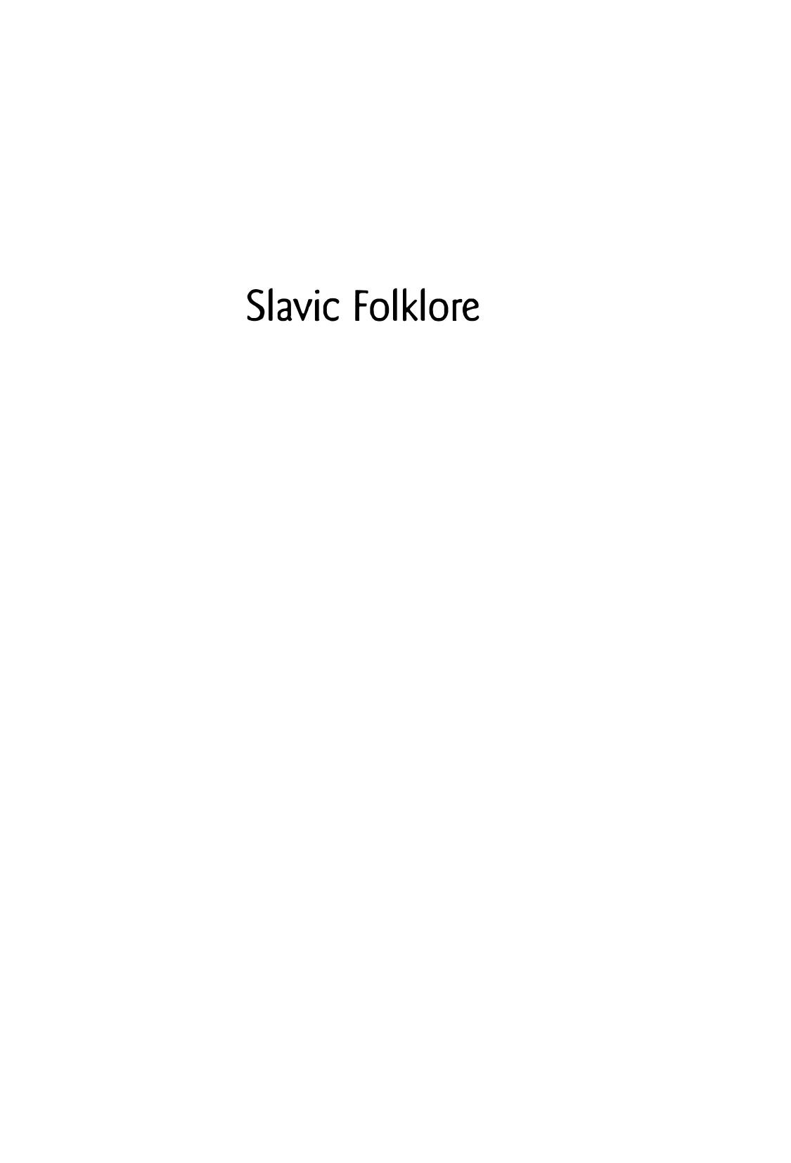 Slavic Folklore A Handbook Natalie O Kononenko