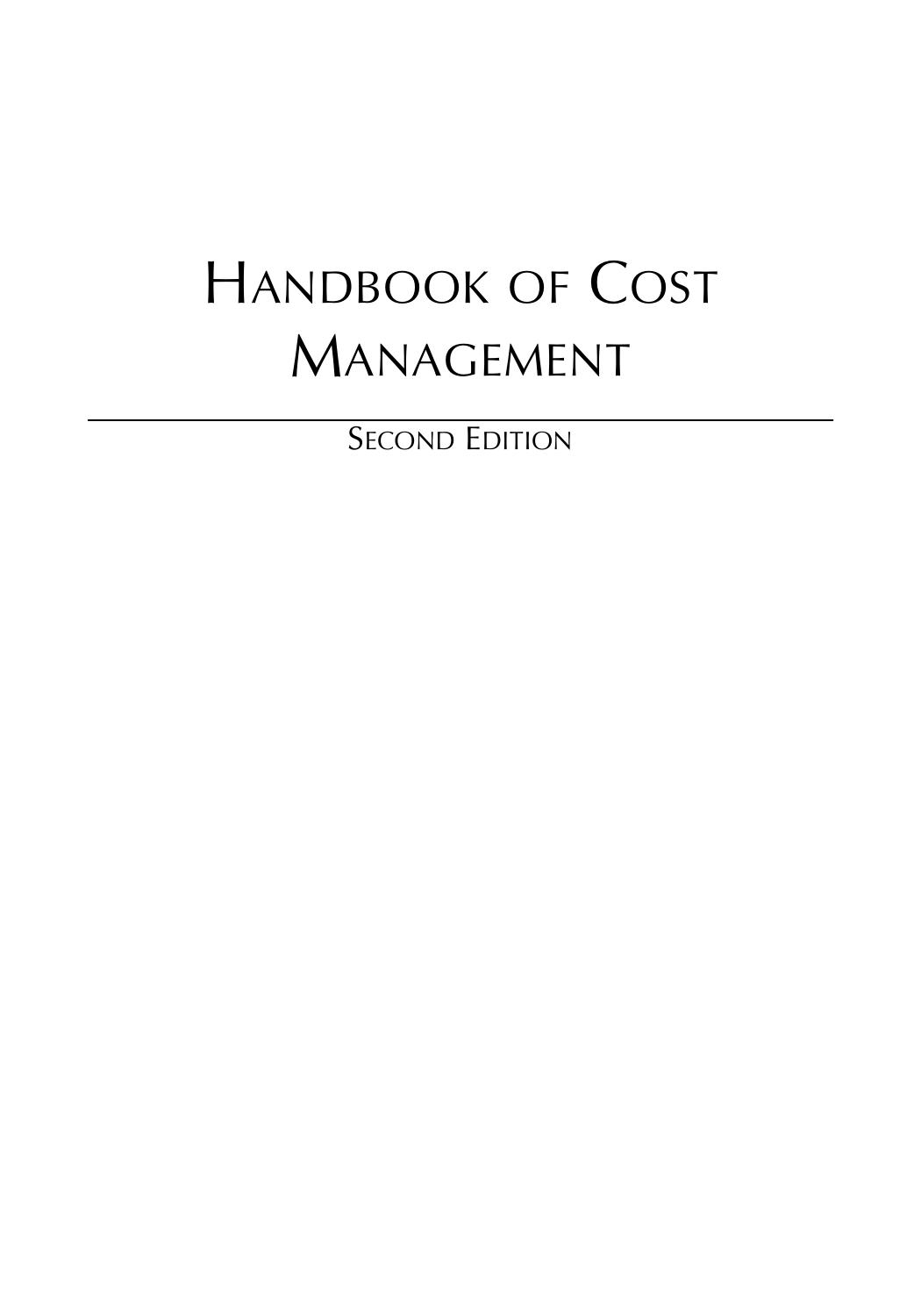 Handbook Of Cost Management Second Edition Roman L Weil Michael W Maher