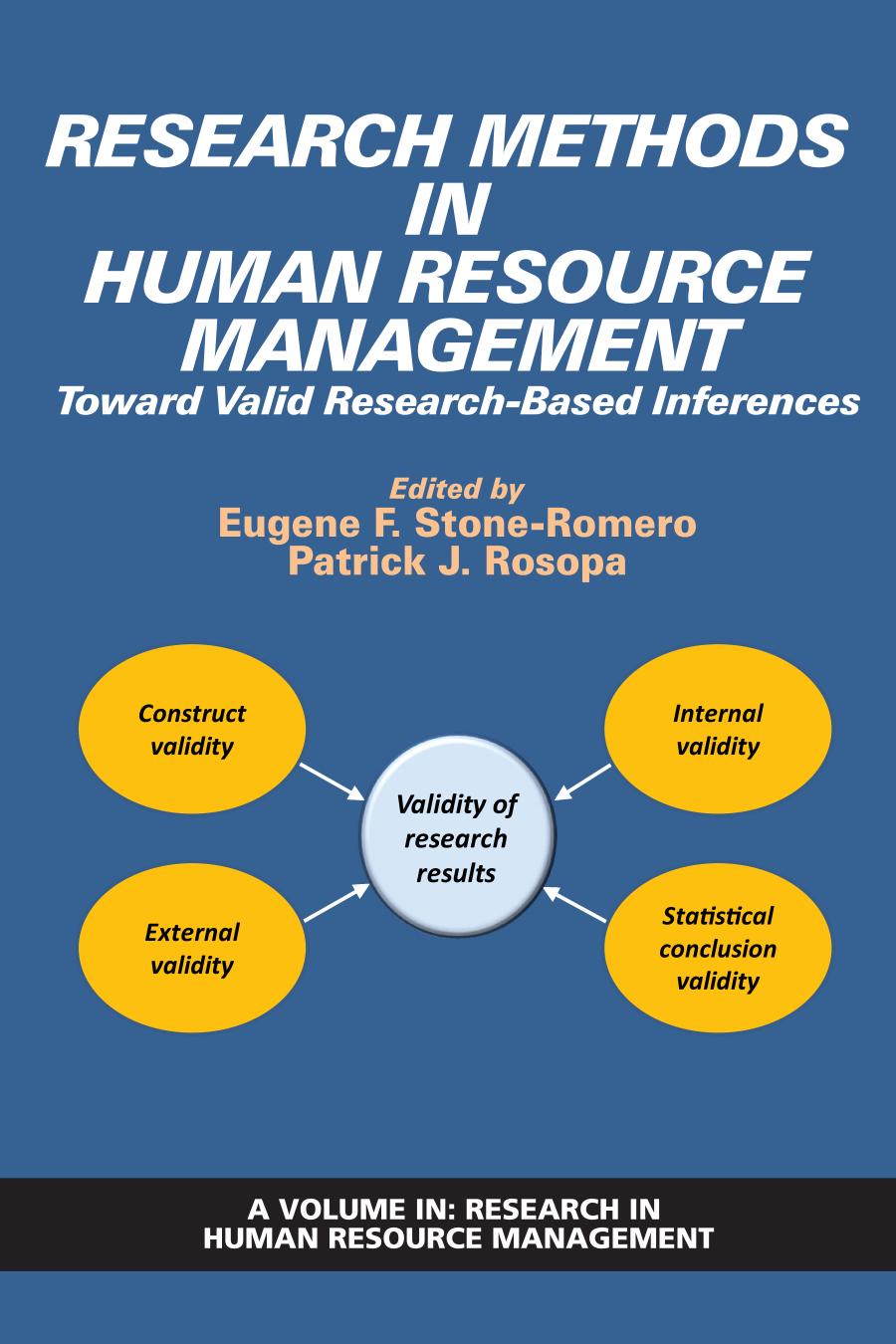 Research Methods In Human Resource Management Toward Valid Researchbased Inferences Eugene F Stoneromero Editor