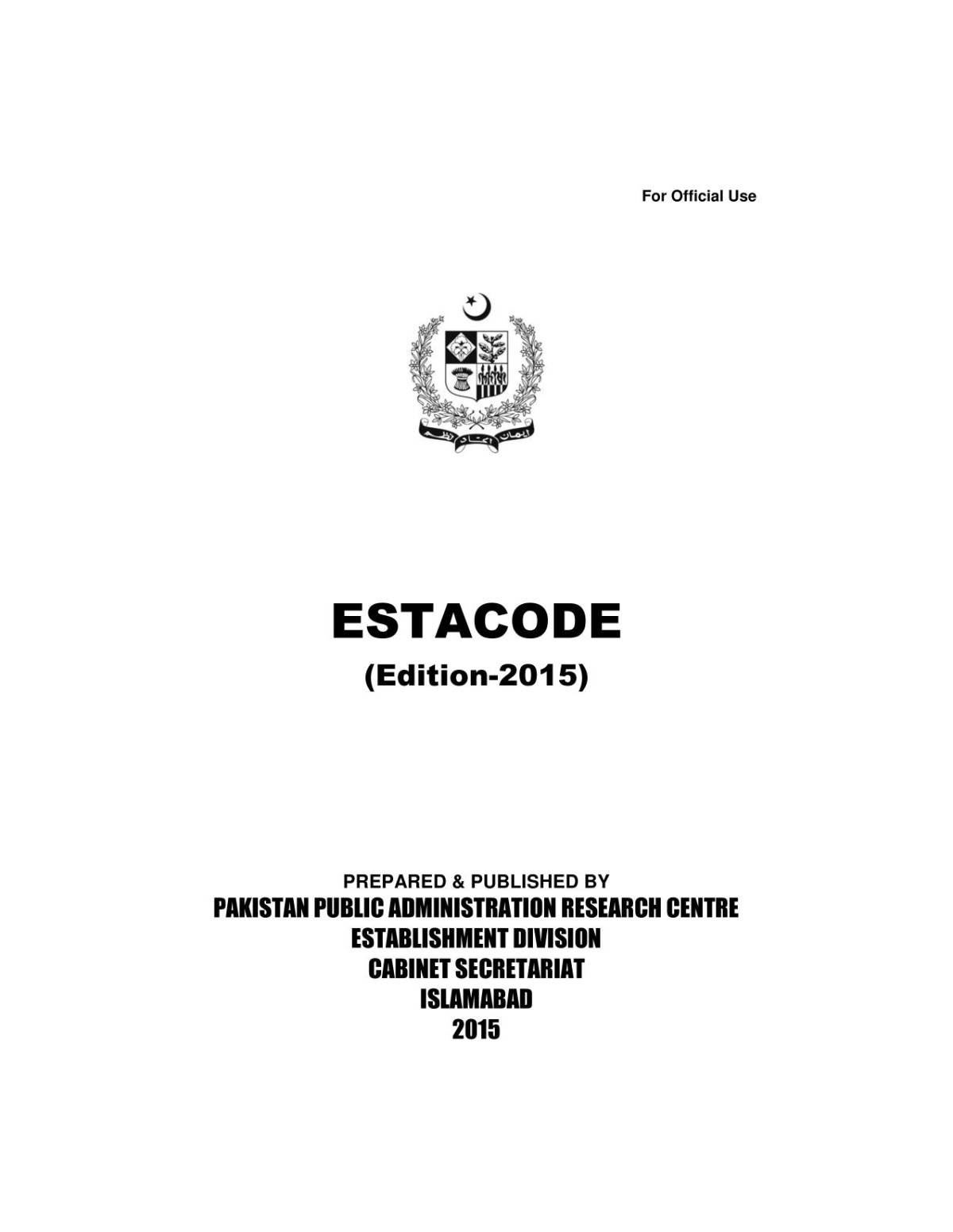 Estacode 2015th Edition Establishment Division