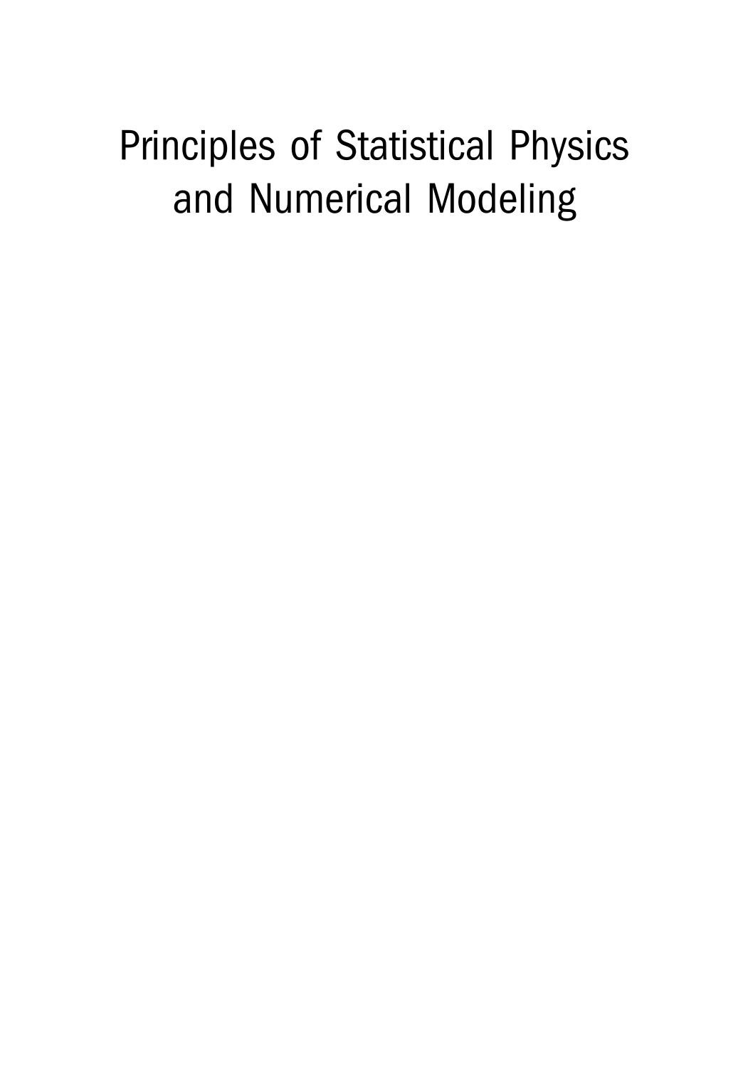 Principles Of Statistical Physics And Numerical Modeling Iph001 Valeriy Ryabov