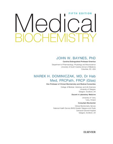 Medical Biochemistry 5th Edition John W Baynes Marek H Dominiczak
