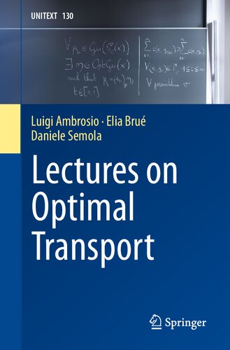 Lectures On Optimal Transport 1st Ed 2021 Luigi Ambrosio Elia Bru