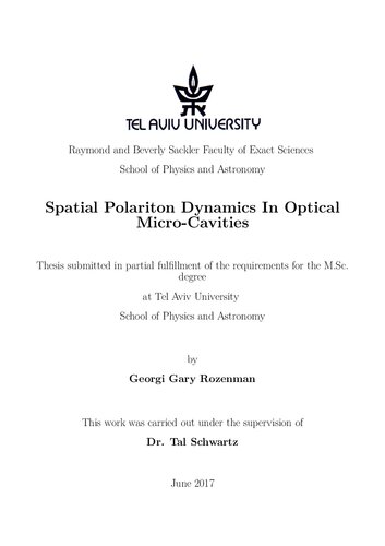 Spatial Polariton Dynamics In Optical Microcavities 10 Georgi Gary Rozenman