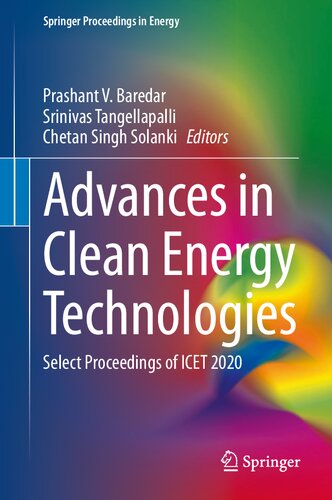 Advances In Clean Energy Technologies Select Proceedings Of Icet 2020 Prashant V Baredar