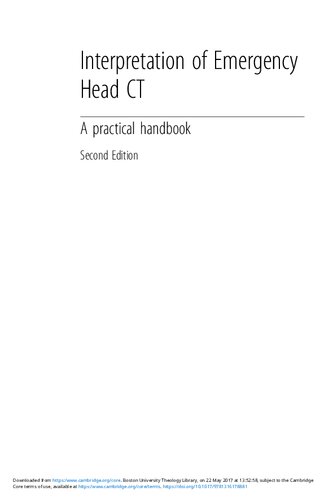 Interpretation Of Emergency Head Ct A Practical Handbook 2nd Edition Rakesh R Misra Erskine J Holmes