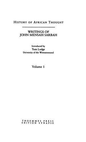 Writings Of John Mensah Sarbah John Mensah Sarbah