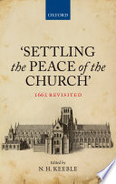 Settling The Peace Of The Church 1662 Revisited 1st Edition N H Keeble