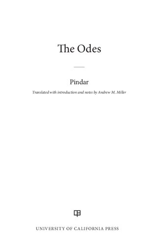 The Odes Pindar Andrew M Miller
