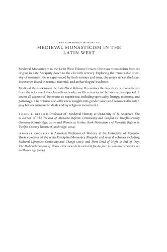 The Cambridge History Of Medieval Monasticism In The Latin West Alison Beach Isabelle Cochelin