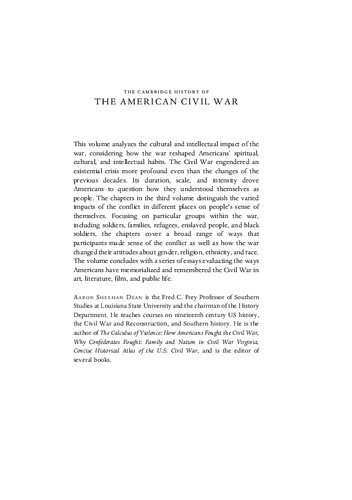 The Cambridge History Of The American Civil War Volume 3 Affairs Of The People Aaron Sheehandean