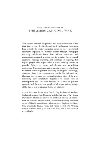 The Cambridge History Of The American Civil War Volume 2 Affairs Of The State Aaron Sheehandean