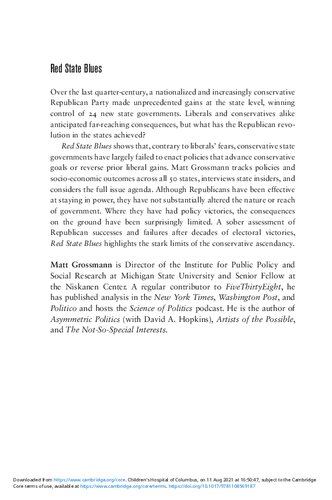Red State Blues How The Conservative Revolution Stalled In The States Matt Grossmann