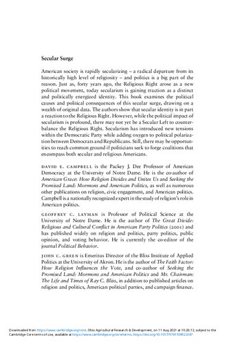 Secular Surge A New Fault Line In American Politics 1st Edition David E Campbell