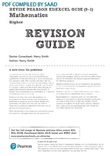 Pearson Edexcel Gcse 91 Mathematics Higher Tier Revision Guide App Catchup And Revise For Home Learning 2021 Assessments And 2022 Exams Gcse 91 Mathematics Higher Revision Guide 1st Edition Harry Smith