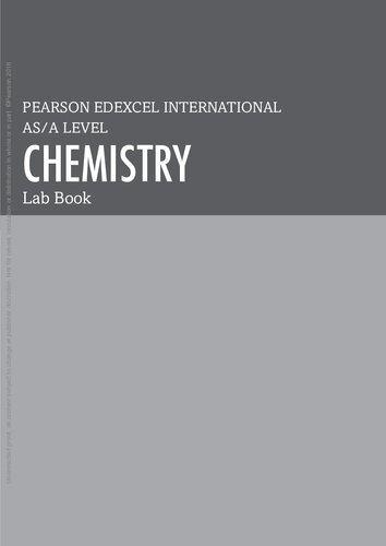 Pearson Edexcel International A Level Chemistry Lab Book Lab Book Sample 1st Edition Pearson