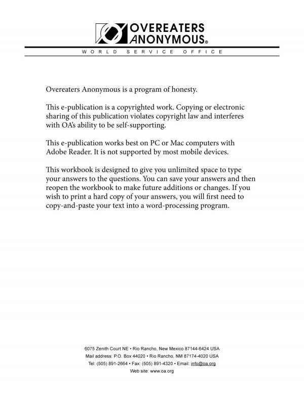 The Twelvestep Workbook Of Overeaters Anonymous 2nd Edition Overeaters Anonymous