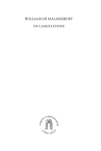 William Of Malmesbury On Lamentations Michael Winterbottom