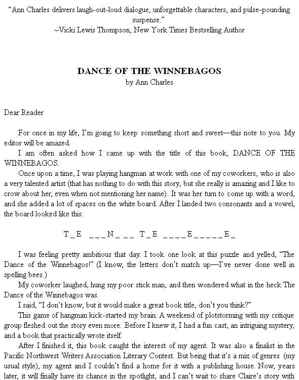 Dance Of The Winnebagos Charles Ann