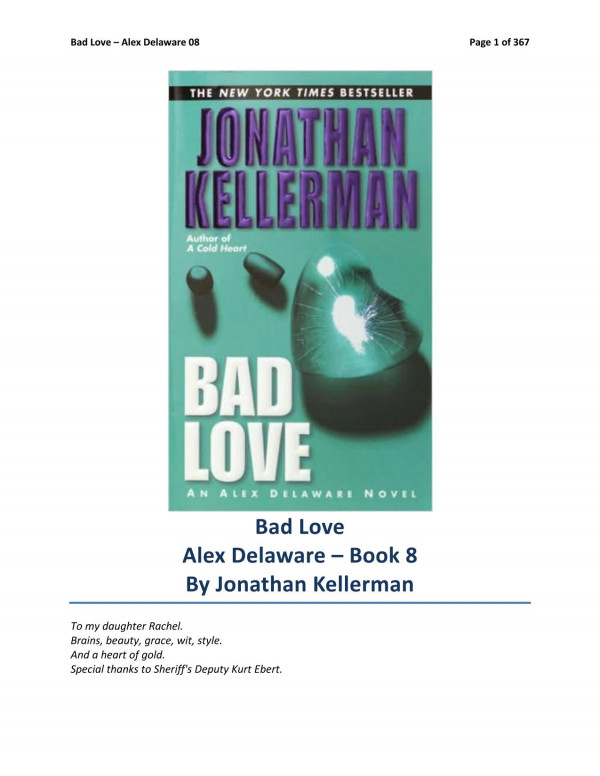 Bad Love Kellerman Jonathan