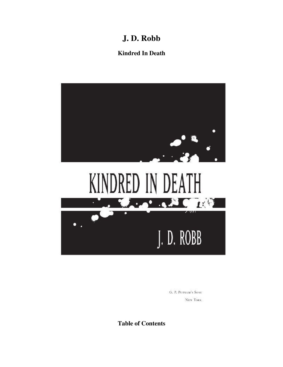 Kindred In Death Robb J D