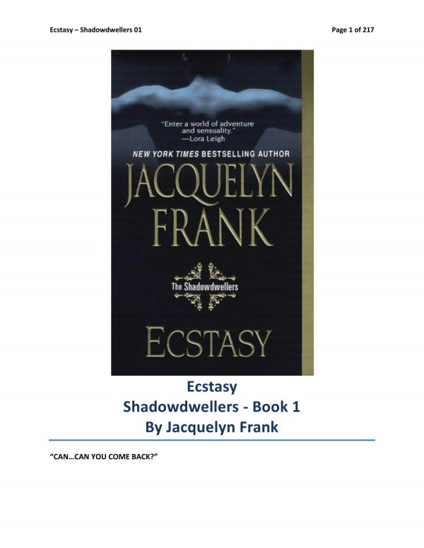 Ecstasy Frank Jacquelyn