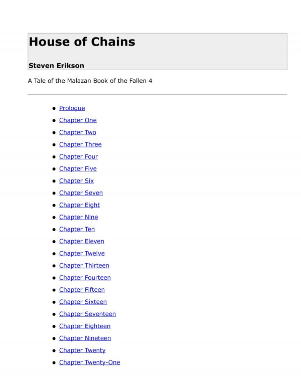 House Of Chains Erikson Steven