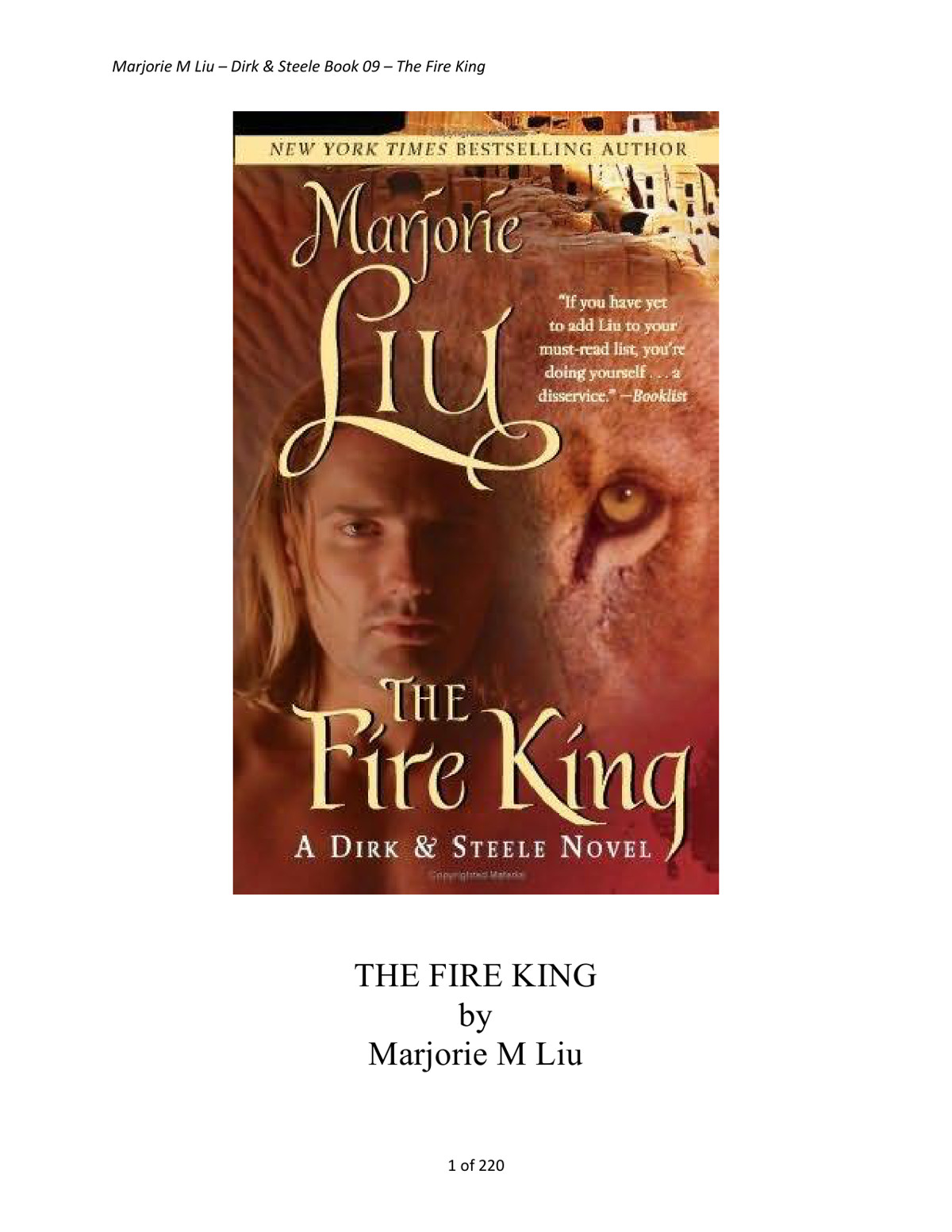 The Fire King Liu Marjorie M