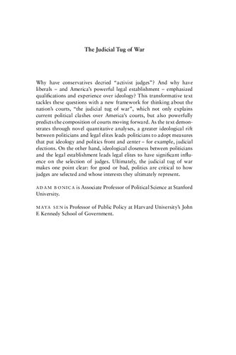 The Judicial Tug Of War How Lawyers Politicians And Ideological Incentives Shape The American Judiciary Political Economy Of Institutions And Decisions Adam Bonica Maya Sen