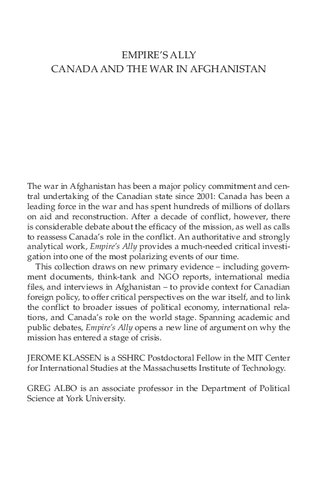 Empires Ally Canada And The War In Afghanistan Jerome Klassen Greg Albo