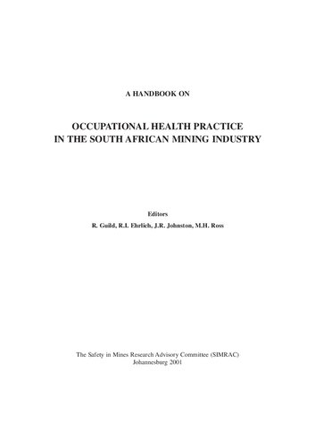 A Handbook On Occupational Health Practice In The South African Mining Industry R Guild Editor