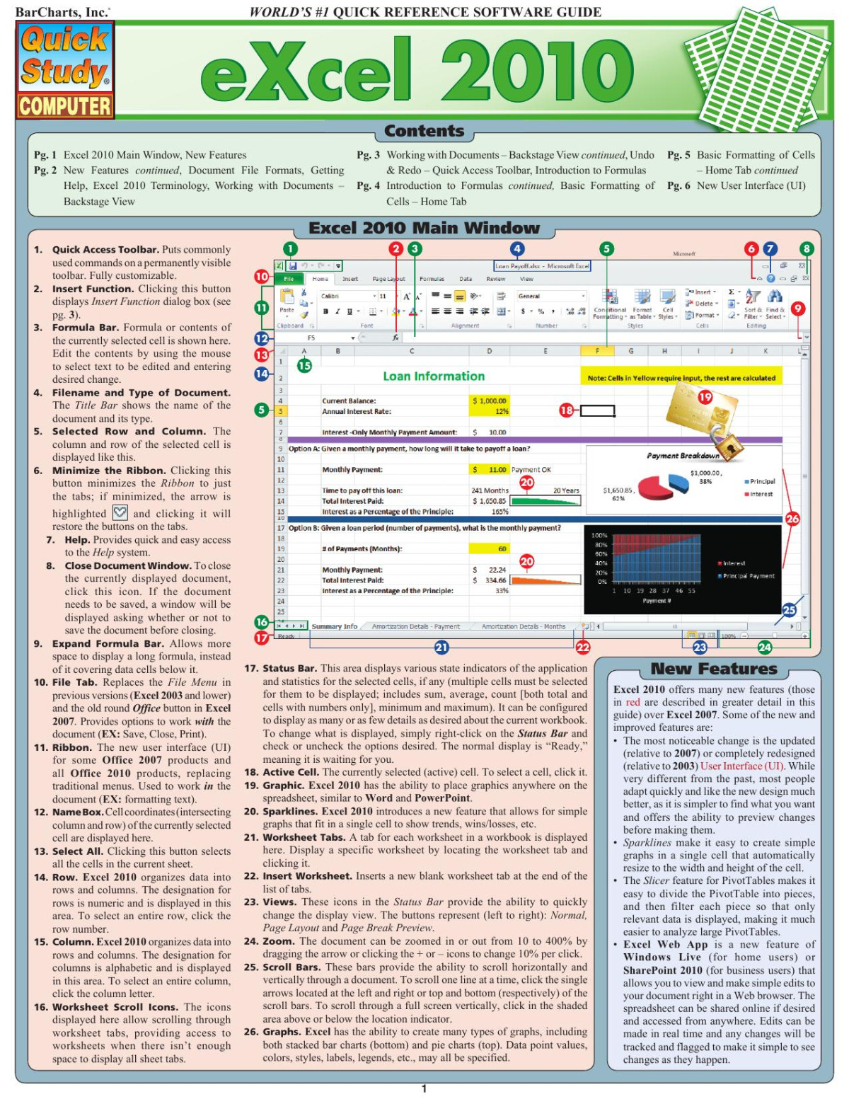 Barcharts Quickstudy Excel 2010 John Hales