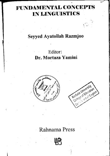 Fundamental Concepts In Linguistics Seyyed Ayatollah Razmjoo Dr Mortaza Yamini