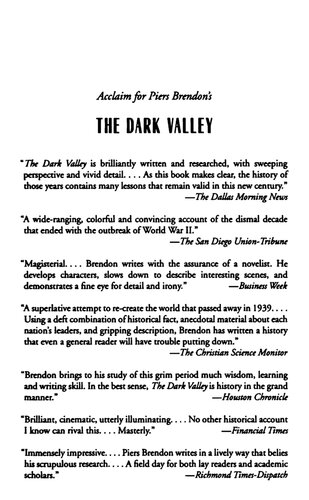 The Dark Valley A Panorama Of The 1930s 2002 Piers Brendon