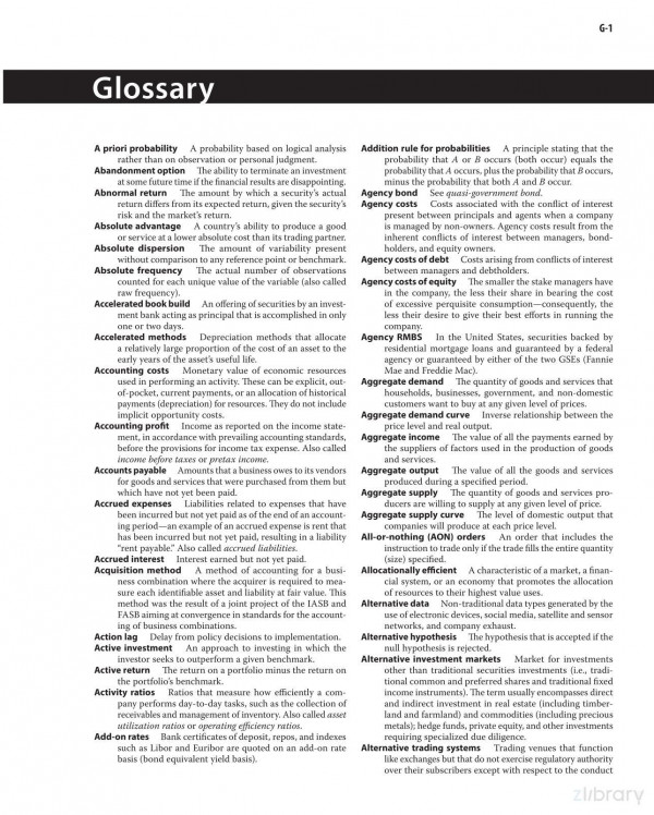 2022 Cfa Program Curriculum Level I Glossary 1st Edition Cfa Institute