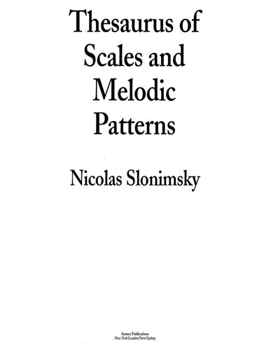 Thesaurus Of Scales And Melodic Patterns Nicolas Slonimsky