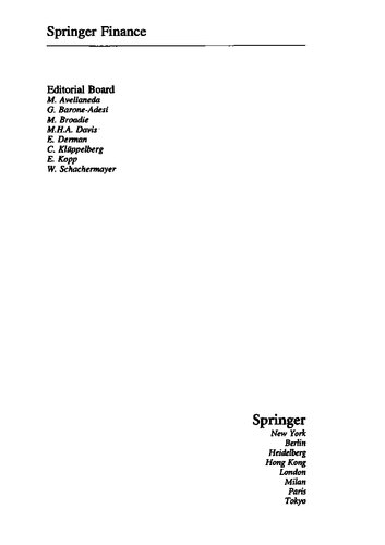 Stochastic Calculus For Finance I The Binomial Asset Pricing Model Steven Shreve