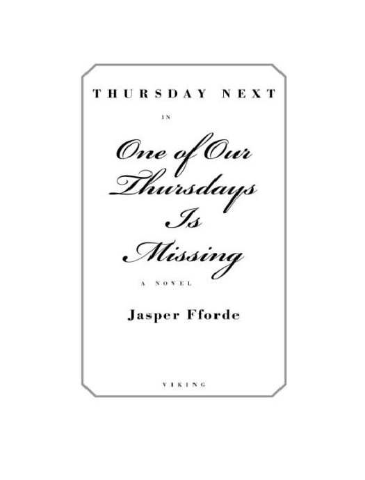One Of Our Thursdays Is Missing Jasper Fforde