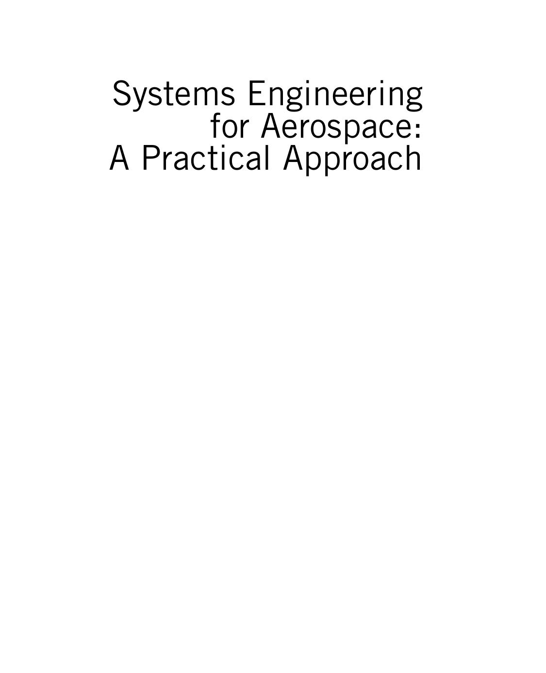 Systems Engineering For Aerospace Richard Sheng